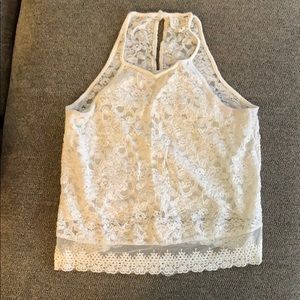 White lace crop top tank